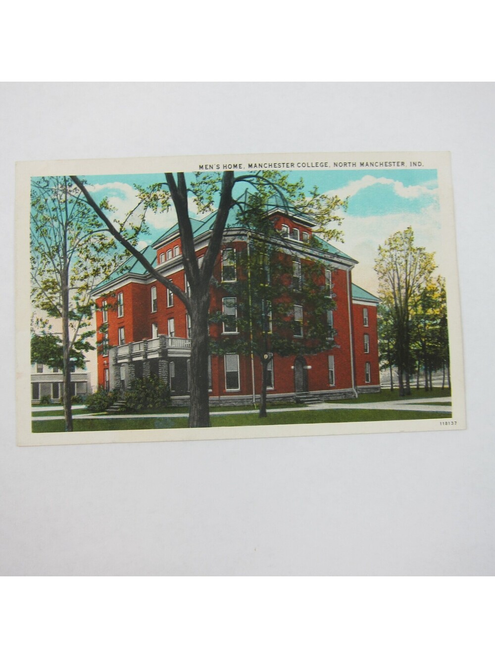 Vintage 1940s Postcard Manchester College Mens Home Indiana Curt Teich UNPOSTED